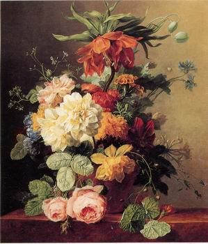 Floral, beautiful classical still life of flowers.116